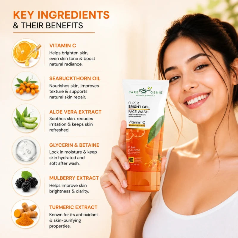 Vitamin C Face Wash with Seabuckthorn Oil – Brightening & Hydrating Daily Cleanser