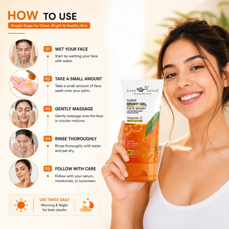 Vitamin C Face Wash with Seabuckthorn Oil – Brightening & Hydrating Daily Cleanser